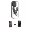 MARSİLYAN™- iPhone 12 Pro Max Kılıf Odak Klasik Serisi - Siyah 3D Antistatik Hayalet Cam Ekran Koruyucu + Neon Fosforlu Kamera Lens - SI