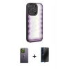 MARSİLYAN™- iPhone 12 Pro Max Kılıf Odak Klasik Serisi - Siyah 3D Antistatik Hayalet Cam Ekran Koruyucu + Neon Fosforlu Kamera Lens - YL