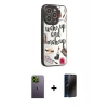 MARSİLYAN™- iPhone 12 Pro Max Kılıf Odak Klasik Serisi - Siyah 3D Antistatik Hayalet Cam Ekran Koruyucu + Neon Fosforlu Kamera Lens - YL
