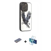 MARSİLYAN™- iPhone 12 Pro Max Kılıf Odak Klasik Serisi - Siyah 3D Antistatik Seramik Nano Ekran Koruyucu + Renkli Kamera Lens Koruma Cam - SI
