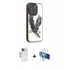 MARSİLYAN™- iPhone 12 Pro Max Kılıf Odak Klasik Serisi - Siyah 3D Antistatik Seramik Nano Ekran Koruyucu + Lacivert Shine Kamera Lens