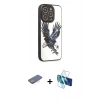 MARSİLYAN™- iPhone 12 Pro Max Kılıf Odak Klasik Serisi - Siyah 3D Antistatik Seramik Nano Ekran Koruyucu + Renkli Kamera Lens Koruma Cam - PE