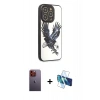 MARSİLYAN™- iPhone 12 Pro Max Kılıf Odak Klasik Serisi - Siyah 3D Antistatik Seramik Nano Ekran Koruyucu + Neon Fosforlu Kamera Lens - TU