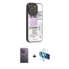 MARSİLYAN™- iPhone 12 Pro Max Kılıf Odak Klasik Serisi - Siyah 3D Antistatik Seramik Nano Ekran Koruyucu + Neon Fosforlu Kamera Lens - BZ