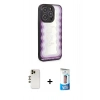 MARSİLYAN™- iPhone 12 Pro Max Kılıf Odak Klasik Serisi - Siyah 5D Eko Cam Ekran Koruyucu + Shine Kamera Lens - GD