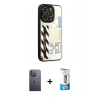 MARSİLYAN™- iPhone 12 Pro Max Kılıf Odak Klasik Serisi - Siyah 5D Eko Cam Ekran Koruyucu + Neon Fosforlu Kamera Lens - BZ