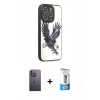 MARSİLYAN™- iPhone 12 Pro Max Kılıf Odak Klasik Serisi - Siyah 5D Eko Cam Ekran Koruyucu + Neon Fosforlu Kamera Lens - BZ