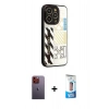 MARSİLYAN™- iPhone 12 Pro Max Kılıf Odak Klasik Serisi - Siyah 5D Eko Cam Ekran Koruyucu + Neon Fosforlu Kamera Lens - TU