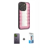 MARSİLYAN™- iPhone 12 Pro Max Kılıf Odak Klasik Serisi - Siyah 5D Eko Cam Ekran Koruyucu + Neon Fosforlu Kamera Lens - YL