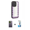 MARSİLYAN™- iPhone 12 Pro Max Kılıf Odak Klasik Serisi - Siyah 5D Eko Cam Ekran Koruyucu + Neon Fosforlu Kamera Lens - YL