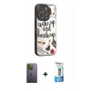 MARSİLYAN™- iPhone 12 Pro Max Kılıf Odak Klasik Serisi - Siyah 5D Eko Cam Ekran Koruyucu + Neon Fosforlu Kamera Lens - YL