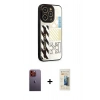 MARSİLYAN™- iPhone 12 Pro Max Kılıf Odak Klasik Serisi - Siyah 6D Mat Seramik Hayalet Nano Ekran Koruyucu + Neon Fosforlu Kamera Lens - TU