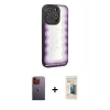 MARSİLYAN™- iPhone 12 Pro Max Kılıf Odak Klasik Serisi - Siyah 6D Mat Seramik Hayalet Nano Ekran Koruyucu + Neon Fosforlu Kamera Lens - TU