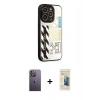 MARSİLYAN™- iPhone 12 Pro Max Kılıf Odak Klasik Serisi - Siyah 6D Mat Seramik Hayalet Nano Ekran Koruyucu + Neon Fosforlu Kamera Lens - BZ
