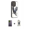 MARSİLYAN™- iPhone 12 Pro Max Kılıf Odak Klasik Serisi - Siyah Bilvis Hayalet Cam Ekran Koruyucu + Neon Fosforlu Kamera Lens - YL