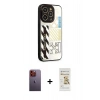 MARSİLYAN™- iPhone 12 Pro Max Kılıf Odak Klasik Serisi - Siyah Mat Seramik Nano Ekran Koruyucu + Neon Fosforlu Kamera Lens - TU