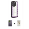 MARSİLYAN™- iPhone 12 Pro Max Kılıf Odak Klasik Serisi - Siyah Mat Seramik Nano Ekran Koruyucu + Neon Fosforlu Kamera Lens - YL