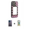 MARSİLYAN™- iPhone 12 Pro Max Kılıf Odak Klasik Serisi - Siyah Polymer Nano Ekran Koruyucu + Mavi Neon Fosforlu Kamera Lens