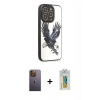 MARSİLYAN™- iPhone 12 Pro Max Kılıf Odak Klasik Serisi - Siyah Polymer Nano Ekran Koruyucu + Neon Fosforlu Kamera Lens - SI