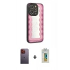 MARSİLYAN™- iPhone 12 Pro Max Kılıf Odak Klasik Serisi - Siyah Polymer Nano Ekran Koruyucu + Turuncu Neon Fosforlu Kamera Lens