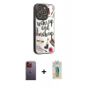 MARSİLYAN™- iPhone 12 Pro Max Kılıf Odak Klasik Serisi - Siyah Polymer Nano Ekran Koruyucu + Turuncu Neon Fosforlu Kamera Lens