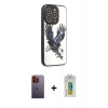 MARSİLYAN™- iPhone 12 Pro Max Kılıf Odak Klasik Serisi - Siyah Polymer Nano Ekran Koruyucu + Turuncu Neon Fosforlu Kamera Lens