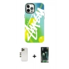 MARSİLYAN™- iPhone 12 Pro Max Kılıf Siluet Çizgi Koleksiyonu - Şeffaf 360 Full Body Arka Koruyucu + Gold Shine Kamera Lens