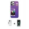 MARSİLYAN™- iPhone 12 Pro Max Kılıf Siluet Çizgi Koleksiyonu - Şeffaf 360 Full Body Arka Koruyucu + Gold Shine Kamera Lens