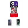 MARSİLYAN™- iPhone 12 Pro Max Kılıf Siluet Çizgi Koleksiyonu - Şeffaf 360 Full Body Arka Koruyucu + Neon Fosforlu Kamera Lens - MI
