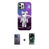 MARSİLYAN™- iPhone 12 Pro Max Kılıf Siluet Çizgi Koleksiyonu - Şeffaf 360 Full Body Arka Koruyucu + Neon Fosforlu Kamera Lens - MI