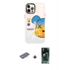 MARSİLYAN™- iPhone 12 Pro Max Kılıf Siluet Çizgi Koleksiyonu - Şeffaf 360 Full Body Arka Koruyucu + Renkli Kamera Lens Koruma Cam - TU