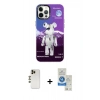 MARSİLYAN™- iPhone 12 Pro Max Kılıf Siluet Çizgi Koleksiyonu - Şeffaf Royal Nano Ekran Koruyucu + Shine Kamera Lens - GD