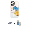 MARSİLYAN™- iPhone 12 Pro Max Kılıf Siluet Çizgi Koleksiyonu - Şeffaf Royal Nano Ekran Koruyucu + Renkli Kamera Lens Koruma Cam - MI