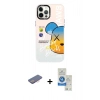 MARSİLYAN™- iPhone 12 Pro Max Kılıf Siluet Çizgi Koleksiyonu - Şeffaf Royal Nano Ekran Koruyucu + Renkli Kamera Lens Koruma Cam - PE