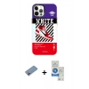 MARSİLYAN™- iPhone 12 Pro Max Kılıf Siluet Çizgi Koleksiyonu - Şeffaf Royal Nano Ekran Koruyucu + Pembe Shine Kamera Lens Koruma Cam