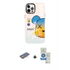 MARSİLYAN™- iPhone 12 Pro Max Kılıf Siluet Çizgi Koleksiyonu - Şeffaf Royal Nano Ekran Koruyucu + Renkli Kamera Lens Koruma Cam - TU