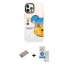 MARSİLYAN™- iPhone 12 Pro Max Kılıf Siluet Çizgi Koleksiyonu - Şeffaf Royal Nano Ekran Koruyucu + Shine Kamera Lens Koruma Cam - SABE