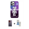 MARSİLYAN™- iPhone 12 Pro Max Kılıf Siluet Çizgi Koleksiyonu - Şeffaf Royal Nano Ekran Koruyucu + Neon Fosforlu Kamera Lens - TU
