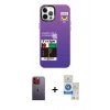 MARSİLYAN™- iPhone 12 Pro Max Kılıf Siluet Çizgi Koleksiyonu - Şeffaf Royal Nano Ekran Koruyucu + Neon Fosforlu Kamera Lens - TU