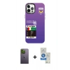 MARSİLYAN™- iPhone 12 Pro Max Kılıf Siluet Çizgi Koleksiyonu - Şeffaf Royal Nano Ekran Koruyucu + Neon Fosforlu Kamera Lens - YL