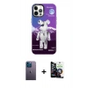 MARSİLYAN™- iPhone 12 Pro Max Kılıf Siluet Çizgi Koleksiyonu - Şeffaf Temperli Cam Ekran Koruyucu + Neon Fosforlu Kamera Lens - MI