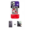 MARSİLYAN™- iPhone 12 Pro Max Kılıf Siluet Çizgi Koleksiyonu - Şeffaf Temperli Cam Ekran Koruyucu + Neon Fosforlu Kamera Lens - BZ