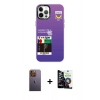 MARSİLYAN™- iPhone 12 Pro Max Kılıf Siluet Çizgi Koleksiyonu - Şeffaf Temperli Cam Ekran Koruyucu + Neon Fosforlu Kamera Lens - SI