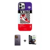 MARSİLYAN™- iPhone 12 Pro Max Kılıf Siluet Çizgi Koleksiyonu - Şeffaf Temperli Cam Ekran Koruyucu + Neon Fosforlu Kamera Lens - SI