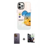 MARSİLYAN™- iPhone 12 Pro Max Kılıf Siluet Çizgi Koleksiyonu - Şeffaf Temperli Cam Ekran Koruyucu + Neon Fosforlu Kamera Lens - SI