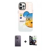 MARSİLYAN™- iPhone 12 Pro Max Kılıf Siluet Çizgi Koleksiyonu - Şeffaf Temperli Cam Ekran Koruyucu + Neon Fosforlu Kamera Lens - BZ