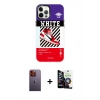 MARSİLYAN™- iPhone 12 Pro Max Kılıf Siluet Çizgi Koleksiyonu - Şeffaf Temperli Cam Ekran Koruyucu + Neon Fosforlu Kamera Lens - TU