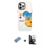 MARSİLYAN™- iPhone 12 Pro Max Kılıf Siluet Çizgi Koleksiyonu - Şeffaf Temperli Cam Ekran Koruyucu + Shine Kamera Lens Koruma Cam - PE
