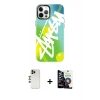 MARSİLYAN™- iPhone 12 Pro Max Kılıf Siluet Çizgi Koleksiyonu - Şeffaf Temperli Cam Ekran Koruyucu + Shine Kamera Lens - GD