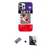 MARSİLYAN™- iPhone 12 Pro Max Kılıf Siluet Çizgi Koleksiyonu - Şeffaf Temperli Cam Ekran Koruyucu + Siyah Shine Kamera Lens Koruma Cam